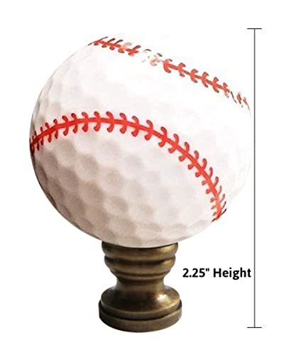 Image of Baseball Lamp Finial, White with Red Stitching 2.25 inchh