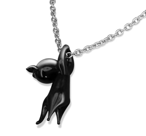 Chat noir pendentif en verre fait main pour sublimer vos tenues d'été
