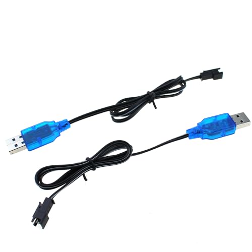 TAODAN 2PCS SM2P 3.7V Charger Cable 1S USB Battery Charger with SM-2P Connector for 3.7V RC Boat RC Truck Li-Po Battery