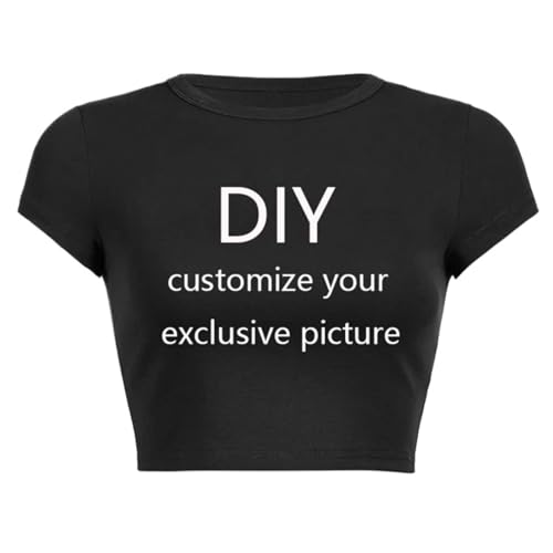 Top Corto Estivo Personalizzabile A Maniche Corte da Donna T-Shirt con Scollo A O Personalizzata con Logo O Foto T-Shirt alla Moda Fai da Te alla Moda Color2,M Top Corto Estivo Personalizzabile A Maniche Corte da Donna T-Shirt con Scollo A O Personalizzata con Logo O Foto T-Shirt alla Moda Fai da Te alla Moda Color2,M