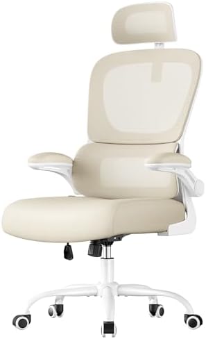 SONGMICS Krzesło biurowe, ergonomiczne krzesło z dwuwarstwową odd...