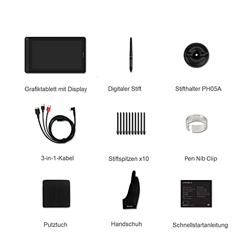 HUION Kamvas 13 Grafiktablett mit Display (ohne Ständer) Volllaminatbildschirm 8 programmierbare...