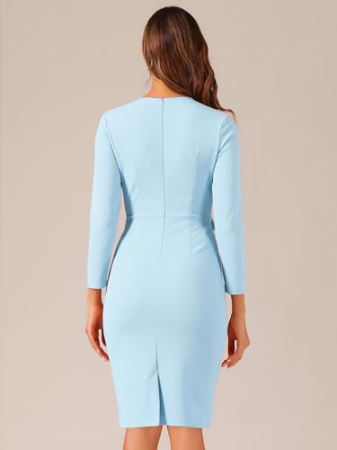 Image of Allegra K Women's Bodycon Dresses Round Neck Long Sleeve Casual Work Outfits Peplum Sheath Dress