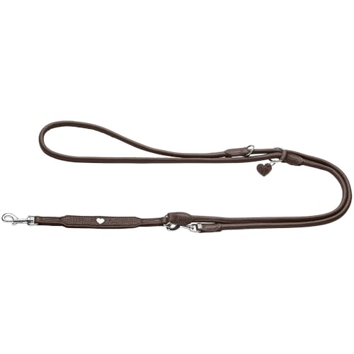 Hunter Verstellbare Hundeführleine Round & Soft Love, Farbe: braun, weiches Rindnappaleder, rundgelegt, 3-fache Verstellmöglichkeit, eingenähtes Herz, Handarbeit, Made in Germany, Größe: 6/200