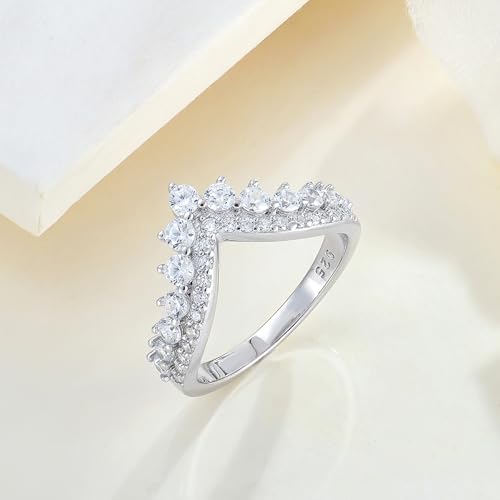 STARCHENIE Wishbone V Shaped Ring for Women 925 Sterling Silver Stackable Engagement Wedding Band Anniversary Rings Size 6-94