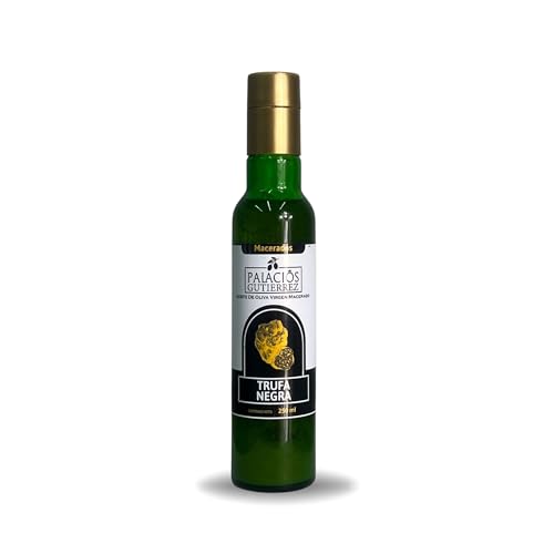 Aceite de Oliva Virgen Extra Macerado Trufa Negra – Botella Cristal 250 ml – Sabor Intenso y Aromático, Gourmet, Cocina y Regalo