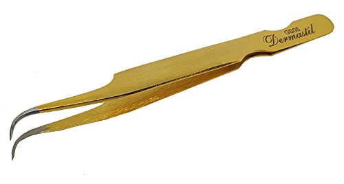 Preisvergleich Produktbild Professionelle Wimpernverlängerung Pinzette Handmade Gold- Silber Wimpernpinzette gerade, gebogen oder Russian Volume GS Series für künstliche Wimpern Extensions (GS05)