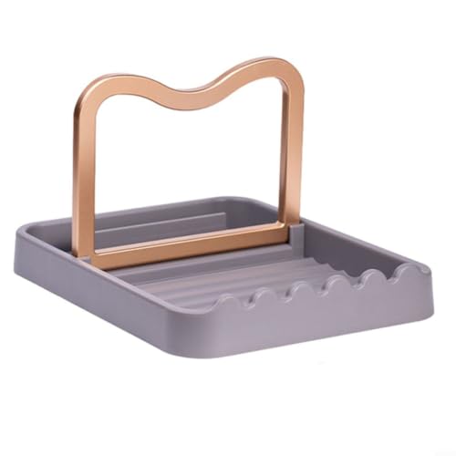 ComfyHarbor Soporte para tapa de ollas, organizador multifuncional de utensilios de cocina, con almohadilla de goteo, para espátula, cucharón, cucharón, cucharón, soporte para herramientas de cocina