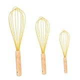 TOYANDONA 3 Stück Teiliges Silikon ei schneebesen Holzgriff Manuell Ergonomisch Leicht Praktische...