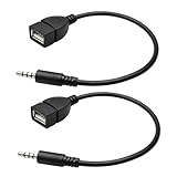 argtnayk Lot de 2 adaptateurs Jack 3,5 mm vers USB, câble aux Audio 20 cm...