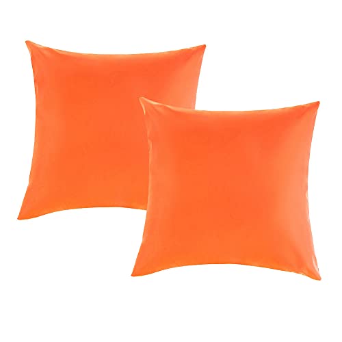 Bamboopack Lot de 2 housses de coussin carrées imperméables avec revêtement en polyuréthane pour terrasse, canapé, tente, balcon, canapé (45,7 x 45,7 cm, orange)