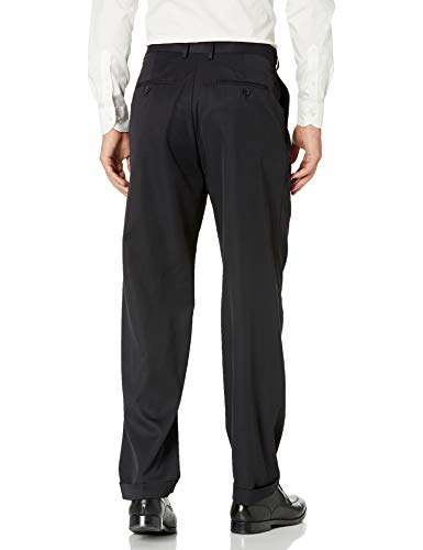 Haggar mens Mynx Gabardine Hidden Expandable Waistband Classic Fit Front Pleated Dress Pant, Navy, 34x324