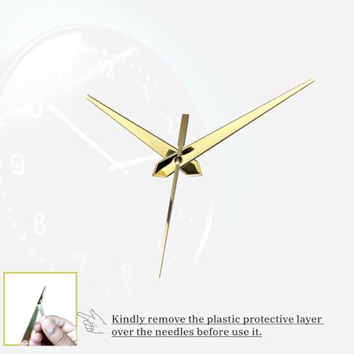 Image of 12mm Sweep Silent Movement Machine with Glossy Hands, Battery Operated Clock Movement and Needles, Quartz Wall Clock Machine with Hands (Gold Plain Pati)