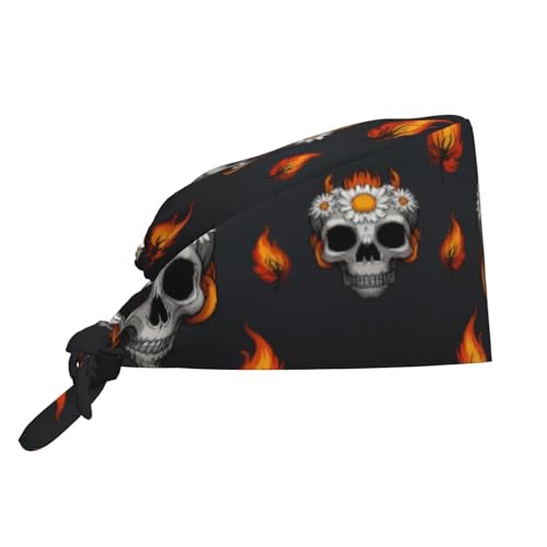 Casquette de travail motif marguerite avec tête d'araignée – élégante et réglable, adaptée pour les chefs, les entraînements de gym ou la douche. Noir