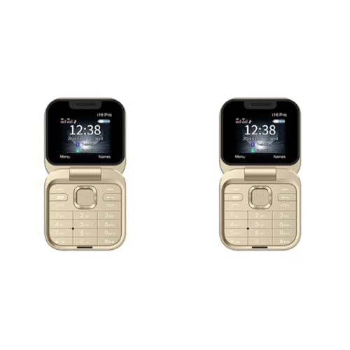 Lckiioy 2X Mini Flip Mobiltelefon med FM-Radio och 2SIM – Guld