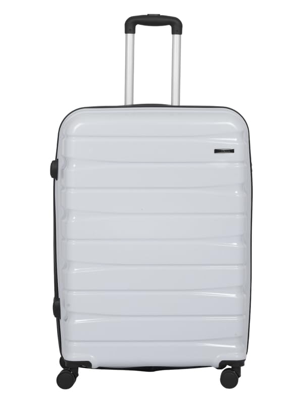 Image of Teakwood Large Check in Size 8 Wheels Trolley Bag, Hard Cabin with Zipper Closure, Adjustable Push Button & Cross Side Strap, TSA Lock System 360 Degree (Large Check in Size, Silver)