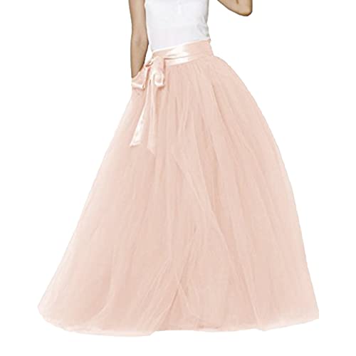 Falda de tul para mujer, falda de malla hasta el suelo, cintura alta, falda de tul con cintura elástica, monocolor, holgada, para carnaval, tiempo libre, elegante, falda plisada, disfraz de carnaval