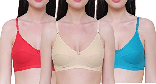 Image of INNER TOUCH Women's Cotton Non-Padded Bra (Pack of 3)
