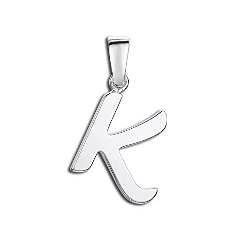 Amberta 925 Sterling Silver Alphabet Letter Pendant - Personalized Charm for Women - Stackable Symbol - Style K
