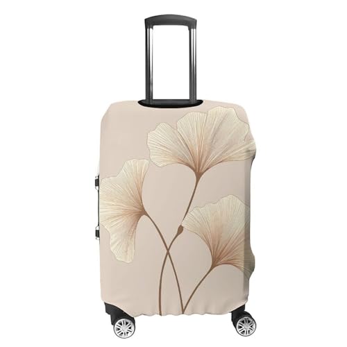 Brown Ginkgo Leaves Luggage Cover, Washable Elastic Suitcase Cover Protector Fit 18-32 Inch Luggage4