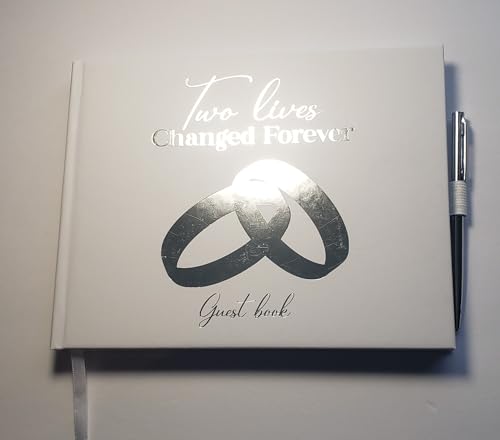 Wedding Guest Book - 100 Pages Wedding Reception Book w/Gold or Silver Foil Design – Wedding Planner Book for Guest Names, Addresses & More – Guest Book for Party Includes Pen & Keepsake Box (Silver)