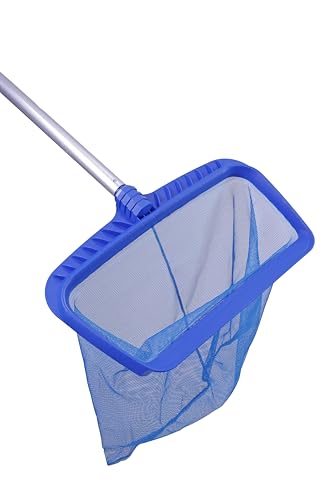 Image of Telescopic Pool Cleaning Pole with Deep Leaf Net, Adjustable 15.74 ft Reach, 2-Piece Set, Multicolor