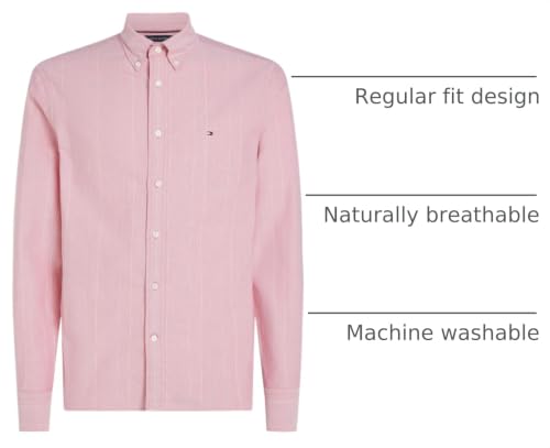 Image of Tommy Hilfiger Men's Long Sleeve Oxford Shirts in Regular Fit, Men's Button Down Shirts, Also Available in Big and Tall