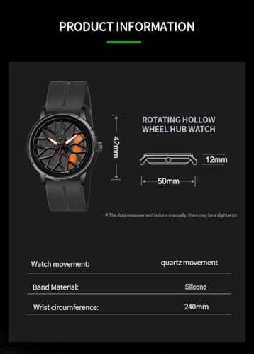 Image of Shocknshop RevolveX Rotating Hollow Wheel Hub Creative Fashion Analog Silicone Magnetic Strap Wrist Watch for Men Boys -WCH368