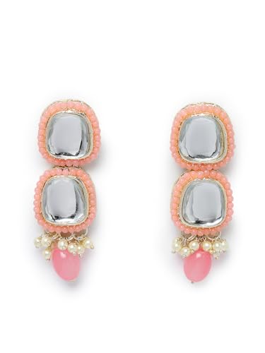 Kundan Studded Collar Bone Necklace Set With Earrings