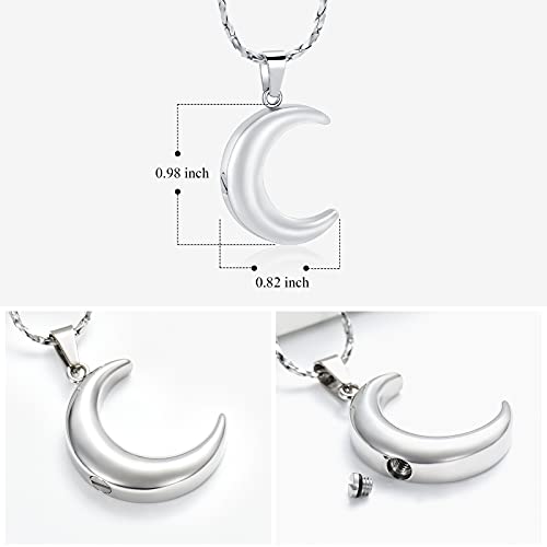 Imrsanl Cremation Jewelry For Ashes Moon Urn Necklace Stainless Steel Memorial Lockets Keepsakes Jewelry For Ashes Pendant - Fill Kit (Silver) #TOP2