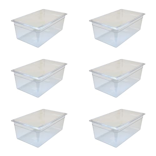 AcMax Gastronorm - Lote de 6 recipientes de policarbonato GN 1/1, 28 litros, profundidad de 200 mm