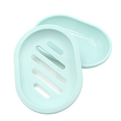 Topsky 2-Pack Soap Dish with Drain, Soap Holder, Soap Saver, Easy Cleaning, Dry, Stop Mushy Soap (Green)