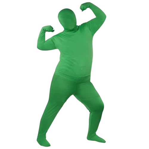 UTEBIT XXL Full Bodysuit Unisex Spandex Stretch Adult Costume Zentai Disappearing Man Body Suit, Full Green, Full Green