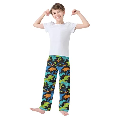 ZZKKO Bright Dino Pattern Boys Pants for Kids Jogger Pants with Pockets S-XL2