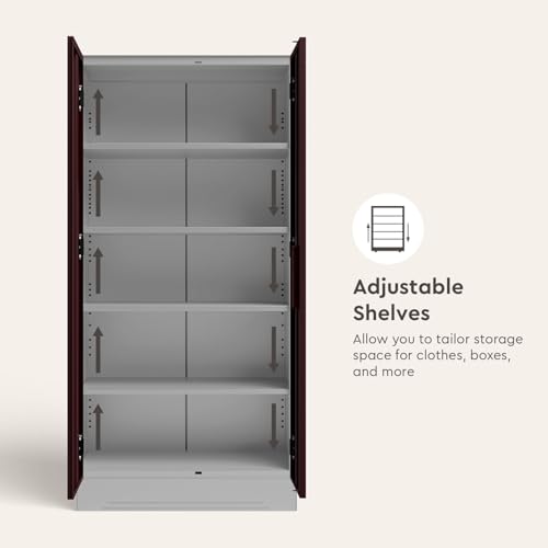 Image of Interio by Godrej Wardrobe Slimline 2 Door Steel Almirah (Digital Printed Russet and Royal Ivory) Wardrobe for Clothes, 1 Year Warranty, 4 Shelves