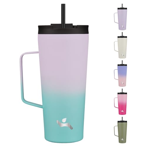 Image of Konokyo 22 oz Insulated Tumbler with Handle & Straw, Stainless Steel Mug