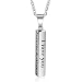 Love Jewelry Personalized Couple Stainless Steel Necklace Engraved Initial Name Vertical Bar Necklace Birthday Gifts for Boyfriend (Silver)