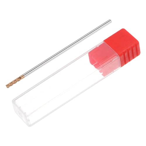 Image of HARFINGTON Micro Grain Carbide Square End Mill 1 /8 inch x 15 /32 inch (3mm x 12mm) Cut 1 /8 inch (3mm) Shank 4 inch (100mm) Length AlTiN Coated 4 Flutes Square Nose Cutter for Alloy Steel Hardened Steel
