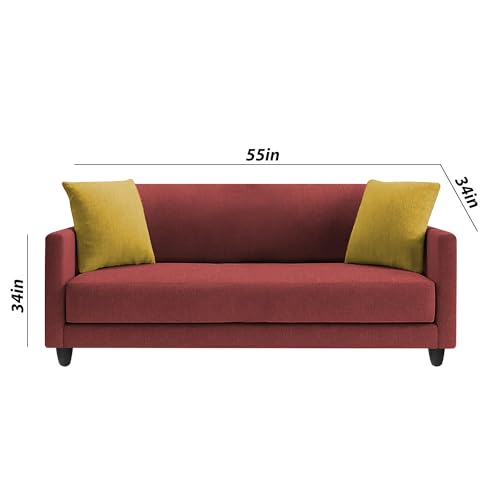 Image of Casaliving Dominic 2 Seater Sofa Set for Living Room (Maroon Fabric) Premium Fabric Sofa