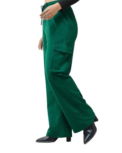 Image of Bewakoof Women's Cotton Regular Fit Track Pant|Track Pants for Woman | Lower for Women | Multipurpose | Activewear | Utility Pockets | Lightweight & Flexible Elastic Waist | Casual Joggers
