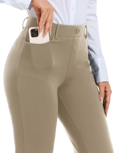 Image of Stelle Women 28 inch /30 inch / 32 inch Bootcut Dress Pants Business Casual Work Pants with Pockets Pull On Regular Slacks for Office