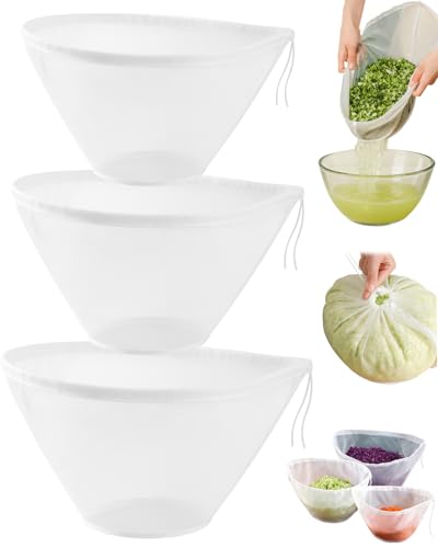 Cheesecloth for Straining, Nut Milk Bag, Organic Cheese Cloths, Reusable Fine Mesh Strainers for Almond Milk, Yogurt, Coffee, Cheese making, Juice, and More (3 Pcs, 3 Sizes)