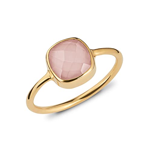 Ring Rosenquarz Silber vergoldet für Frauen