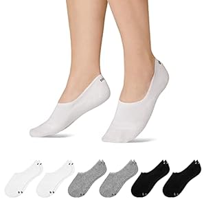 Snocks Füßlinge für Damen und Herren aus Bio-Baumwolle 6 Paar - Rutschfeste und unsichtbare Sneakersocken - Kurze Socken Gr. 43-46 - Farbe Mix (Schwarz/Hellgrau/Weiß)