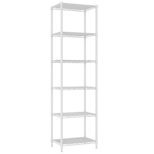Image of REGILLER 6 Wire Shelving Steel Storage Rack Adjustable Unit Shelves for Laundry Bathroom Kitchen Pantry Closet (16.7L x 11.9W x 64H, White)