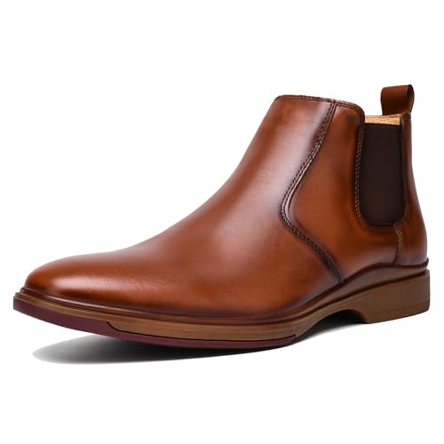 ArcBrothers Men's Chelsea Dress Boots Comfortable Leather Slip On Ankle Boots For Casual & Formal Occasions