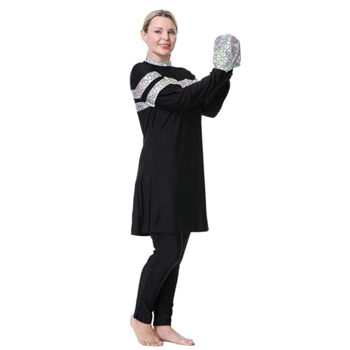 Burkini de mujer musulmana de secado rápido con bañador de 3 piezas y top de manga larga de playa