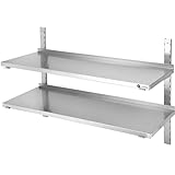 ZORRO Wandbord ZWB 100/40 | Edelstahl Wandregal | 1000x400x350 mm | 2 Böden | Gastro Wandmontage