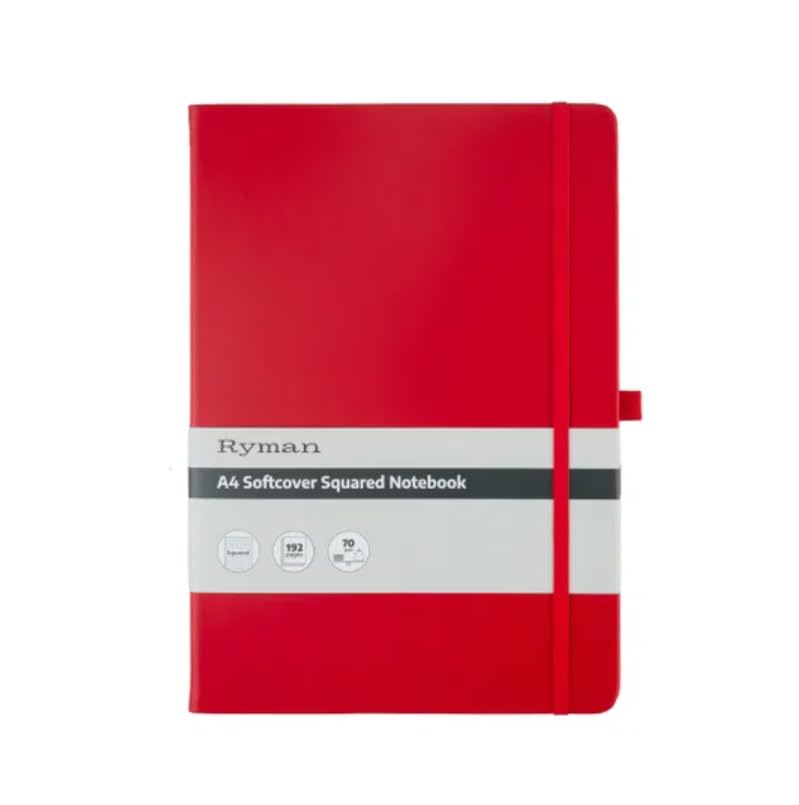 Ryman A4 Soft Cover Squared Notebook (Red)