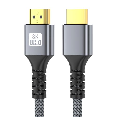 Image of looyotul 8k Hdmi Cable 1m Ultra High Speed HDMI 2.1 Cable 8K@60HZ 4K@120HZ 48Gbps HDMI Cord for HDTV,PS4,PS5,Monitor Laptop,Xbox,HDCP 2.2&2.3 Support HDR,eARC,Ethernet,Dolby.(Silvery)